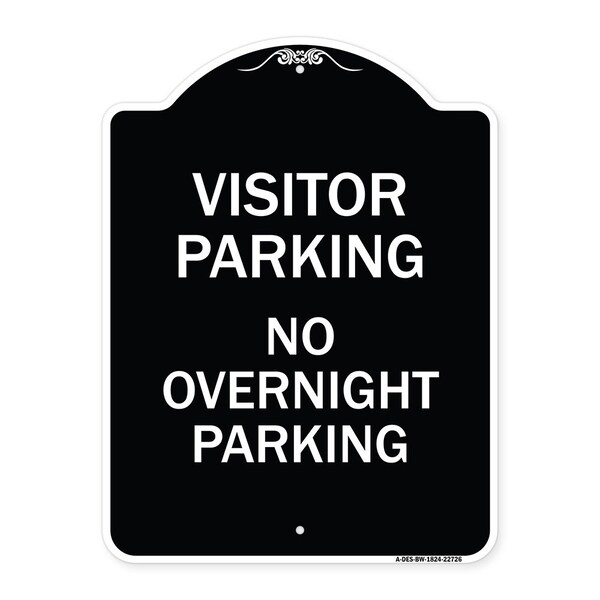 Signmission Visitor Parking Visitor Parking No Overnight Parking Heavy-Gauge Alum Sign, 24" x 18", BW-1824-22726 A-DES-BW-1824-22726 - main
